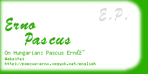 erno pascus business card